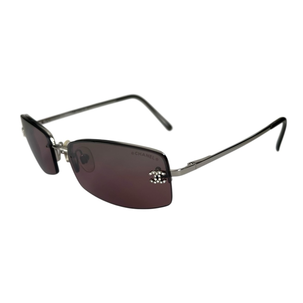 Chanel CC Logo Rhinestone Rimless Sunglasses - Picture 3 of 10